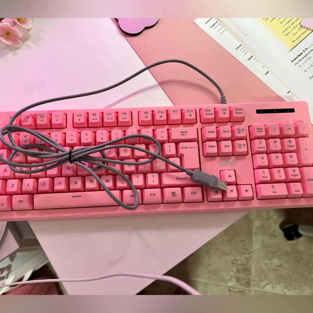 Pink Wired Gaming Keyboard Works Flawlessly